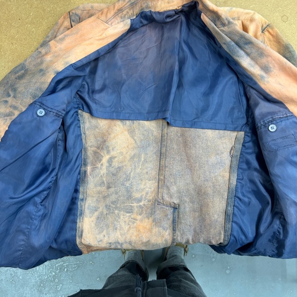 Vintage demin inspired hand dyed blue and orange blazer. - Picture 6 of 6